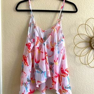 Cute butterfly floral strapy tank